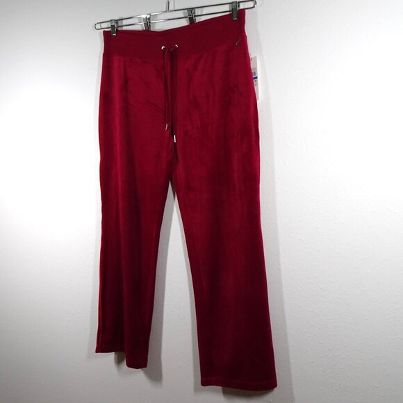 Calvin Klein Velour Pants Women's Size XL Red Pull On Elastic Waist Wide Leg - Picture 4 of 11